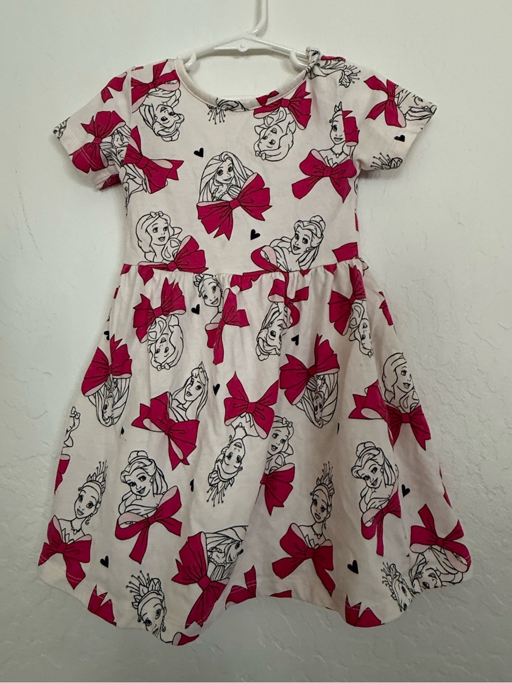 Disney White Dress with Bright Pink Bows and Character Faces